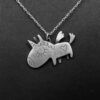 pendentif en argent gravé - Licornette volante