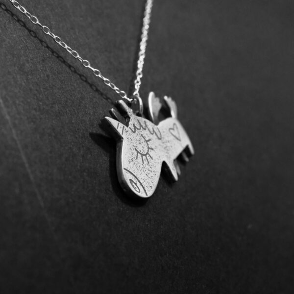 pendentif en argent gravé - Licornette volante