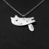 pendentif en argent gravé - Le chat articulé